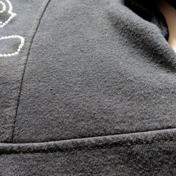 Disney Parks Black Moto Zip Sweatshirt Jacket XS FLAWS Mickey Mouse Distressed - Picture 11 of 13